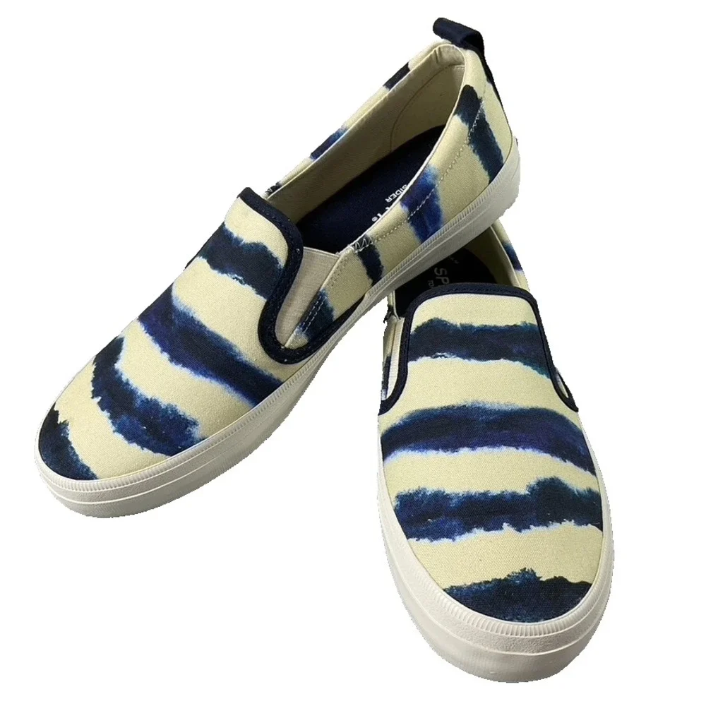 SPERRY‎ STS87169, Women Size 7.5 M Crest Twin Gore Tie Dye Stripe Navy Boating